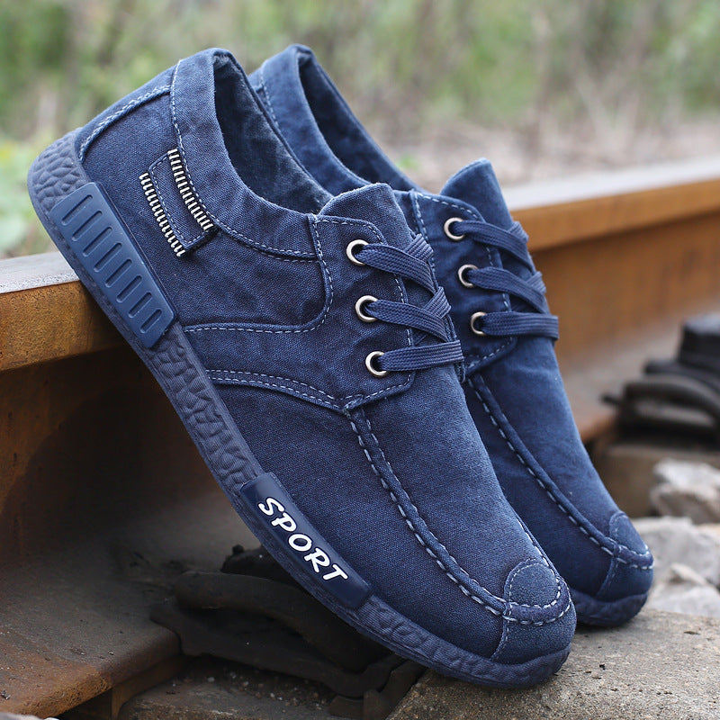 Men'S Canvas Shoes Washed Denim Shoes Board Shoes