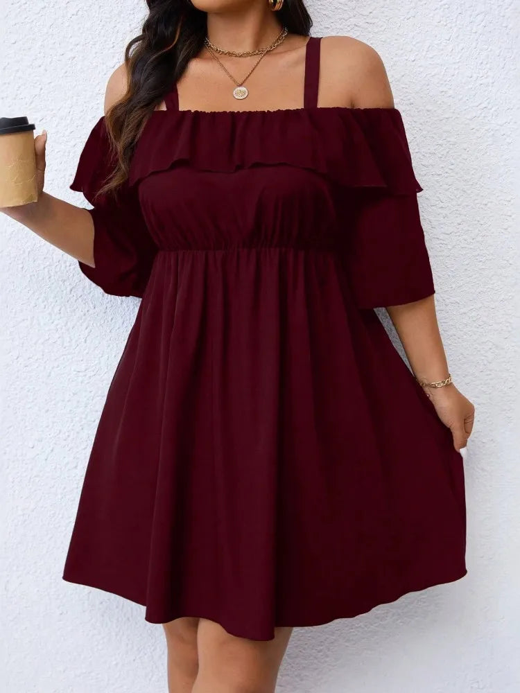XL-5XL Plus Size Clothes Dresses Women Robes Summer Half Sleeve Street Style Casual 3XL 4XL Big Size Mini Dress Oversize
