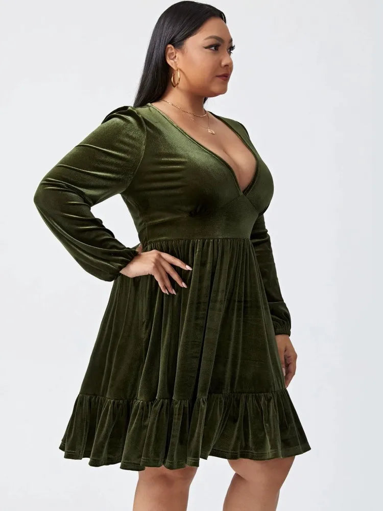 XL-3XL Plus Size Clothes Dresses Women Robes Summer Autumn Long Sleeve Street Style Casual 3XL 2XL Big Size Mini Dress Oversize