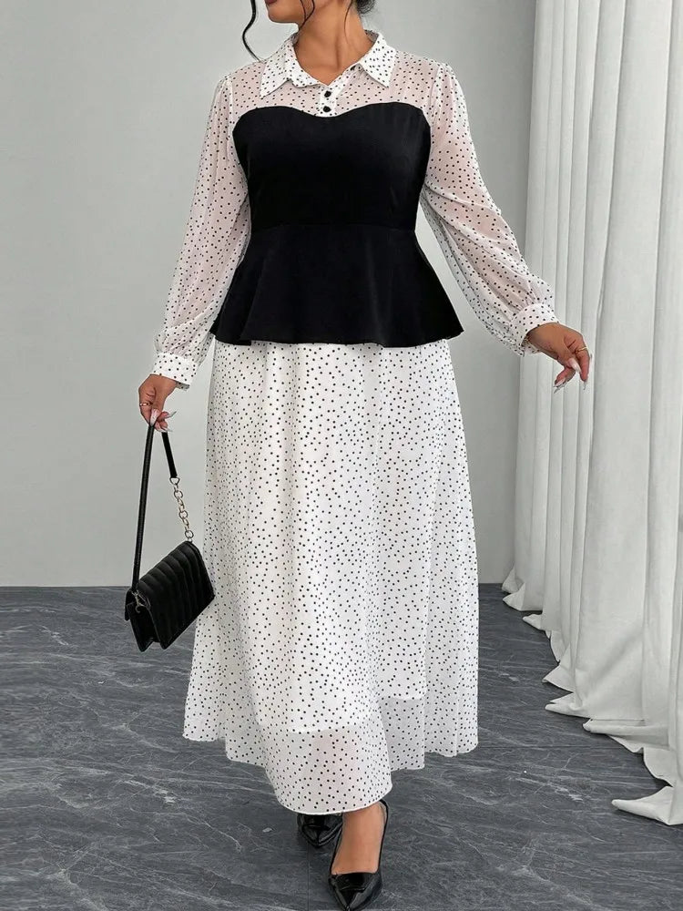L-4XL Plus Size Clothes Dresses Women Robes Autumn Long Sleeve Street Style Casual 3XL 4XL Big Size Long Maxi Dress Oversized