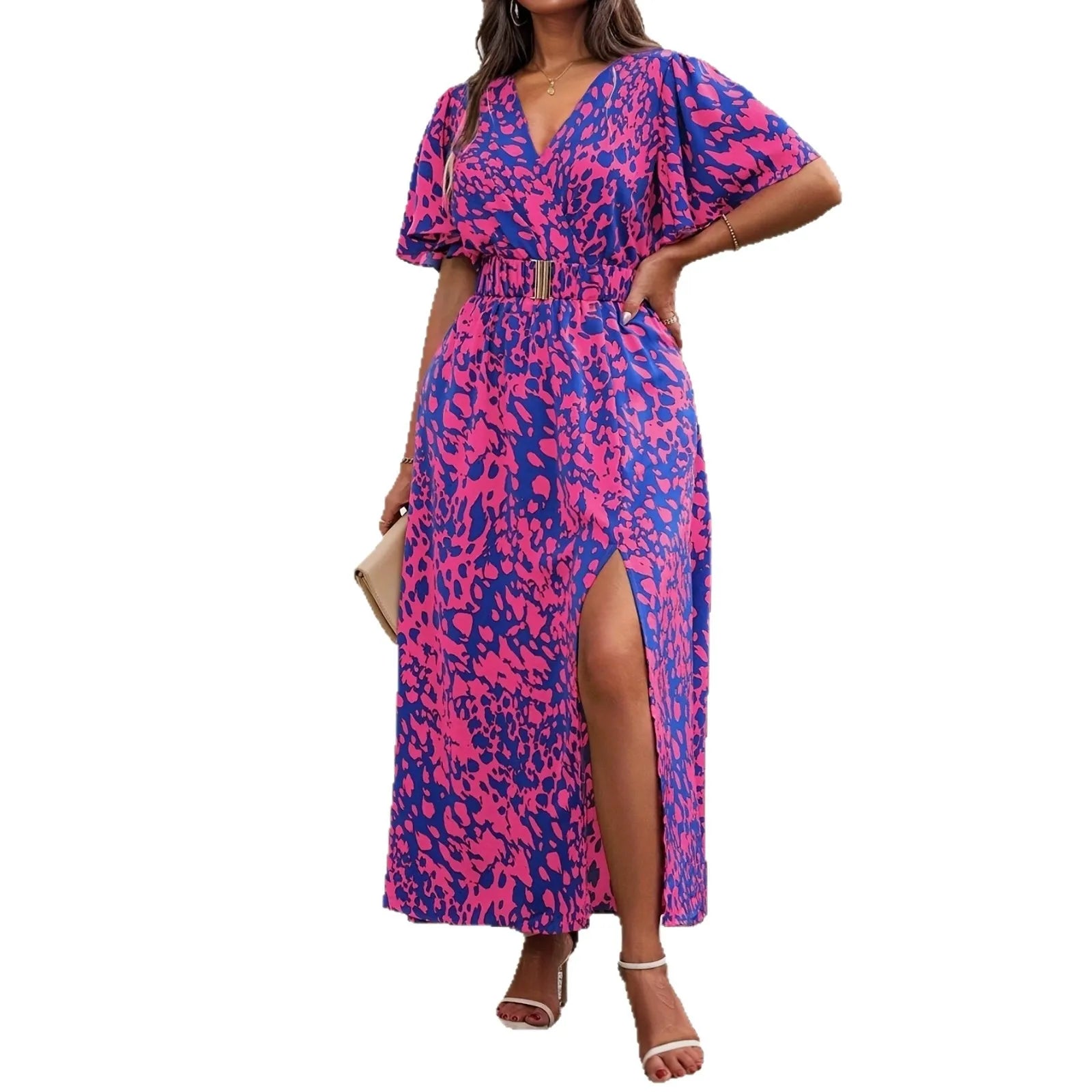 XL-4XL Plus Size Clothes Dresses Women Robes Summer Short Sleeve Street Style Casual 3XL 4XL Big Size Long Maxi Dress Oversized
