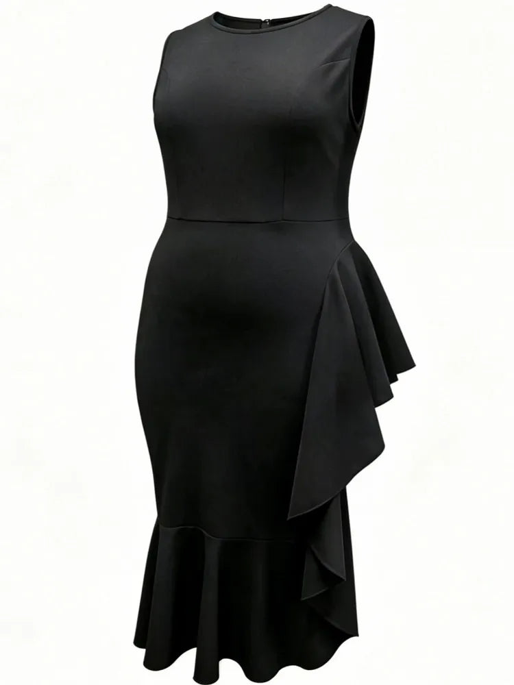 L-4XL Plus Size Clothes Dresses Women Robes Summer Sleeveless Street Style Casual 3XL 4XL Big Size Midi Dress Oversized