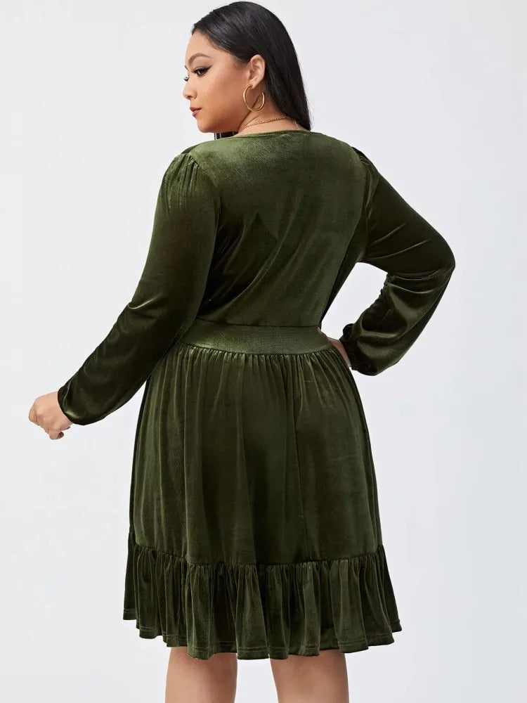 XL-3XL Plus Size Clothes Dresses Women Robes Summer Autumn Long Sleeve Street Style Casual 3XL 2XL Big Size Mini Dress Oversize