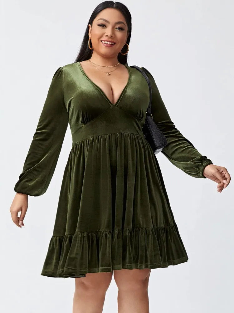 XL-3XL Plus Size Clothes Dresses Women Robes Summer Autumn Long Sleeve Street Style Casual 3XL 2XL Big Size Mini Dress Oversize