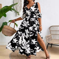 L-4XL Plus Size Clothes Dresses Women Robes Spring Summer Half Sleeve Street Style Casual 3XL 4XL Big Size Maxi Dress Oversized
