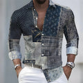 Men's light luxury style printed long-sleeved shirt, retro paisley design casual shirt, plus size loose fit versatile menswear