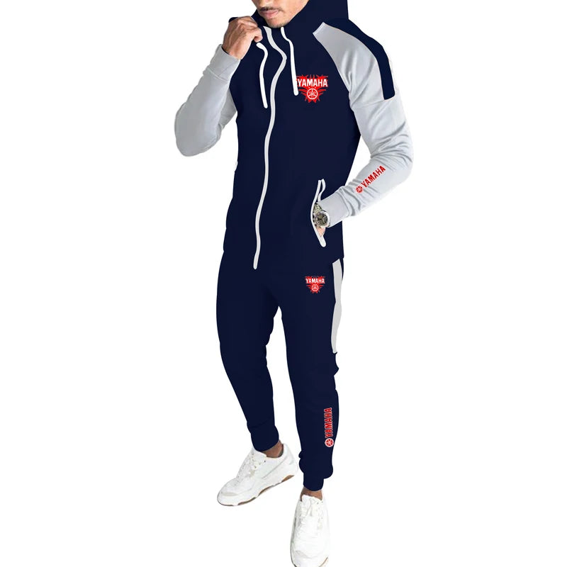 YAMAHA  Men's Racing Suit Outdoor Quick-Drying Comfortable Oversized Hooded Jacket Fitness Sweatpants Two-Piece Training Set