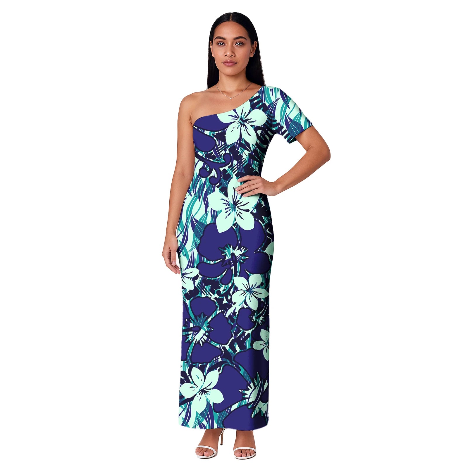 Island One shoulder Dress Clothes Dresses Samoan Puletasi Casual Polynesian Tribal Custom Big Size Summer Short Sleeve