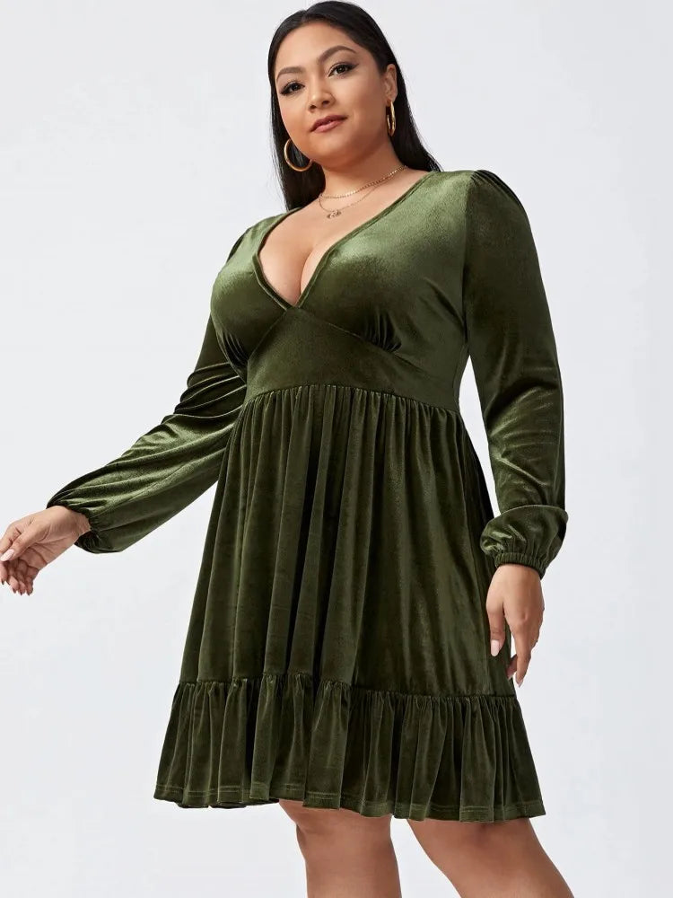 XL-3XL Plus Size Clothes Dresses Women Robes Summer Autumn Long Sleeve Street Style Casual 3XL 2XL Big Size Mini Dress Oversize