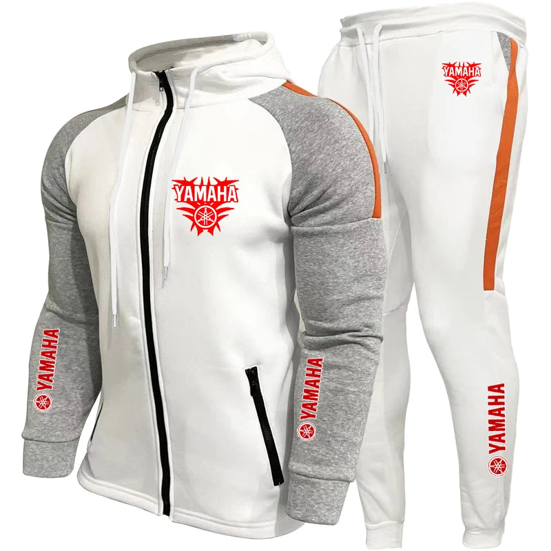 YAMAHA  Men's Racing Suit Outdoor Quick-Drying Comfortable Oversized Hooded Jacket Fitness Sweatpants Two-Piece Training Set