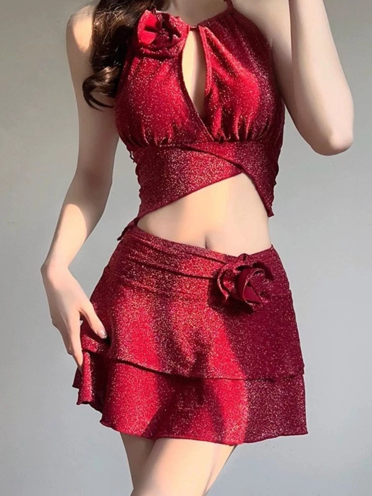 New Arrival 2 Piece Bikini Set Women Korean Style Pure Desire Swimwear Sexy Beachwear Holiday Resort Spa Suit Photo Ready