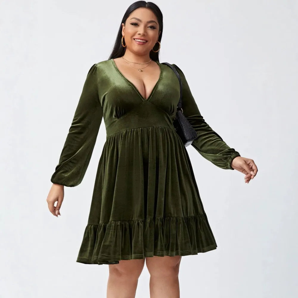 XL-3XL Plus Size Clothes Dresses Women Robes Summer Autumn Long Sleeve Street Style Casual 3XL 2XL Big Size Mini Dress Oversize