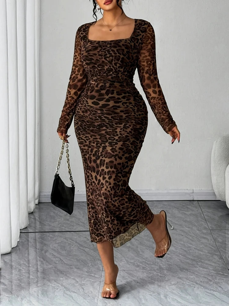 XL-4XL Plus Size Clothes Dresses Women Autumn Winter Robes Long Sleeve Street Style Casual 3XL Big Size Midi Dress Oversized