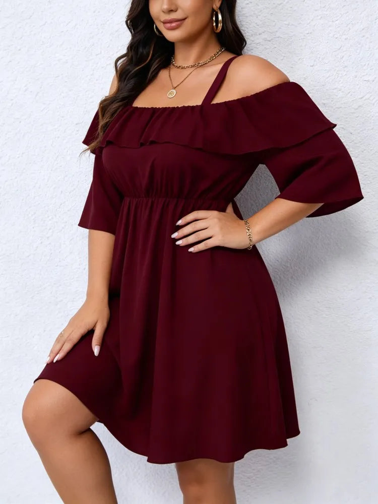 XL-5XL Plus Size Clothes Dresses Women Robes Summer Half Sleeve Street Style Casual 3XL 4XL Big Size Mini Dress Oversize