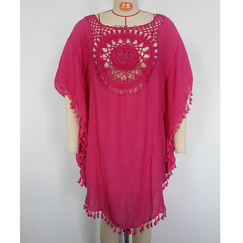 CROCHET BIKINI-Plus Size Beach Tunic for Women, Swimwear, Sun Protection Clothes, Cover Up Swim Dress, Summer