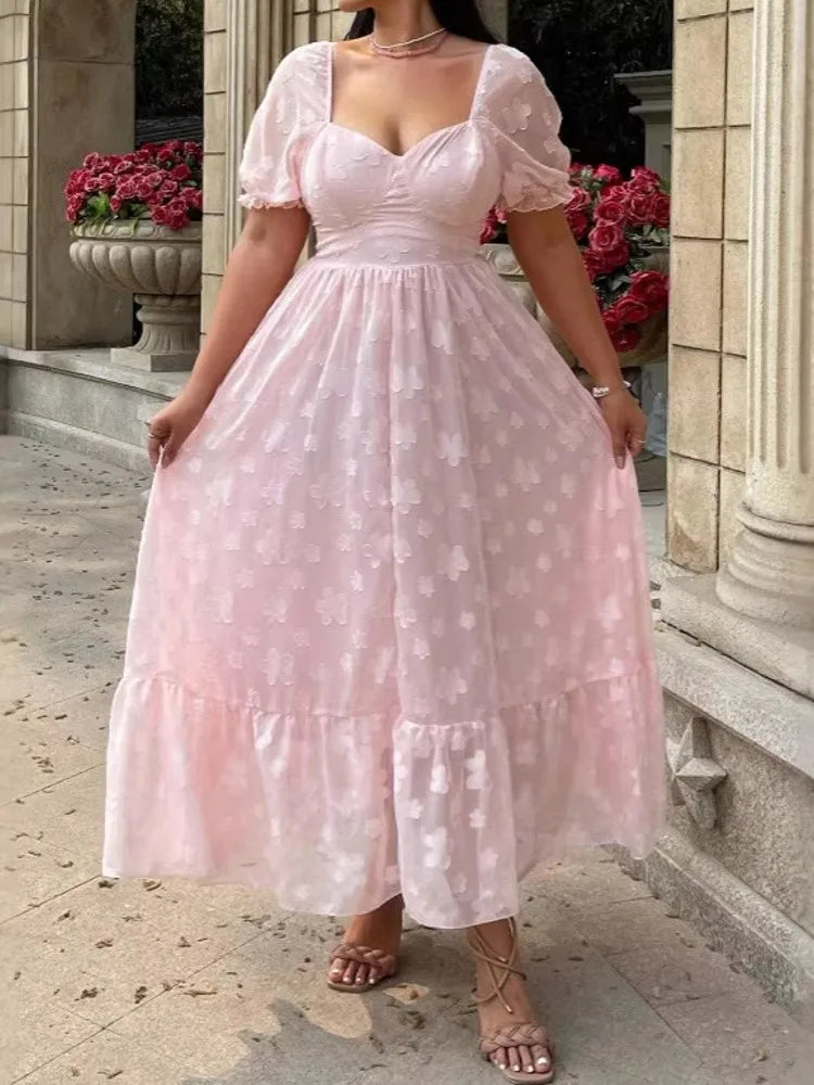 L-4XL Plus Size Clothes Dresses Women Robes Spring Summer Short Sleeve Street Style Casual 3XL 4XL Big Size Maxi Dress Oversized