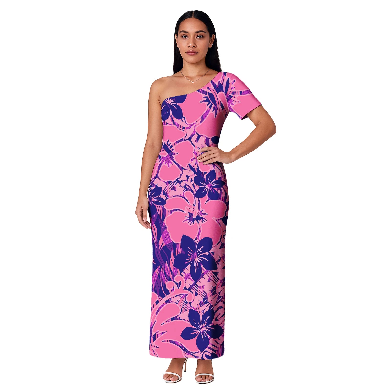 Island One shoulder Dress Clothes Dresses Samoan Puletasi Casual Polynesian Tribal Custom Big Size Summer Short Sleeve