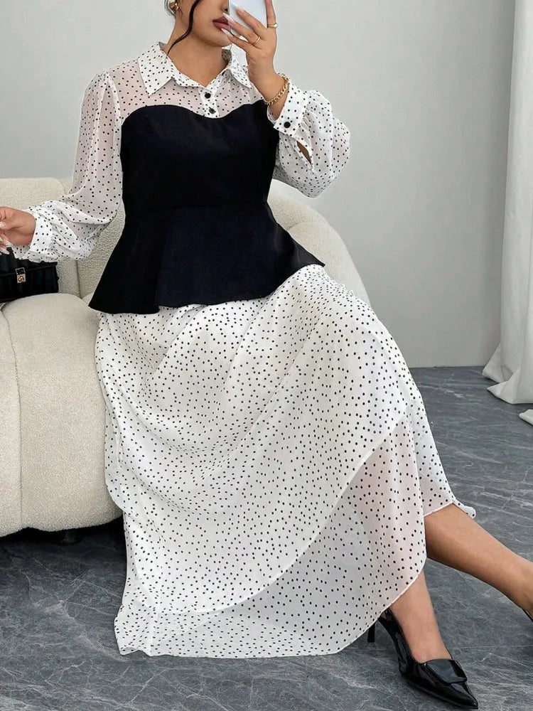 L-4XL Plus Size Clothes Dresses Women Robes Autumn Long Sleeve Street Style Casual 3XL 4XL Big Size Long Maxi Dress Oversized