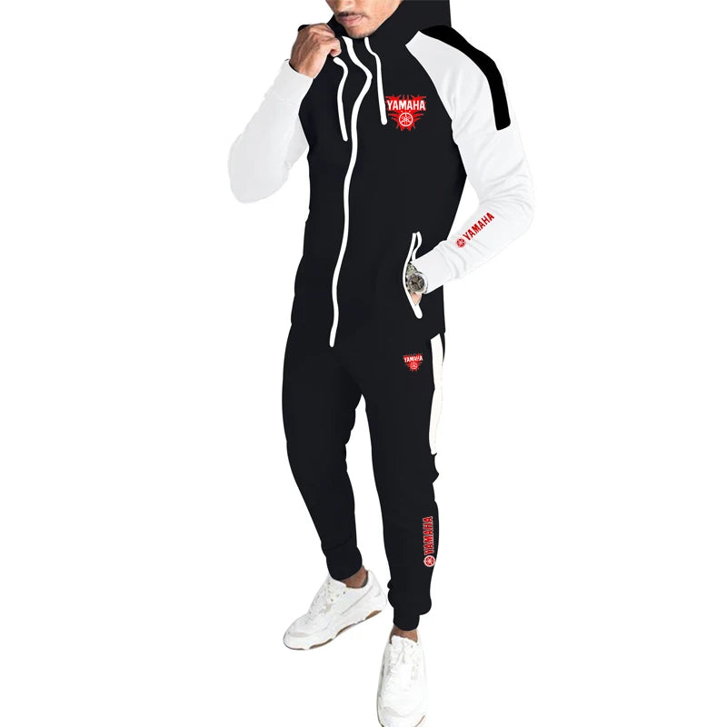 YAMAHA  Men's Racing Suit Outdoor Quick-Drying Comfortable Oversized Hooded Jacket Fitness Sweatpants Two-Piece Training Set