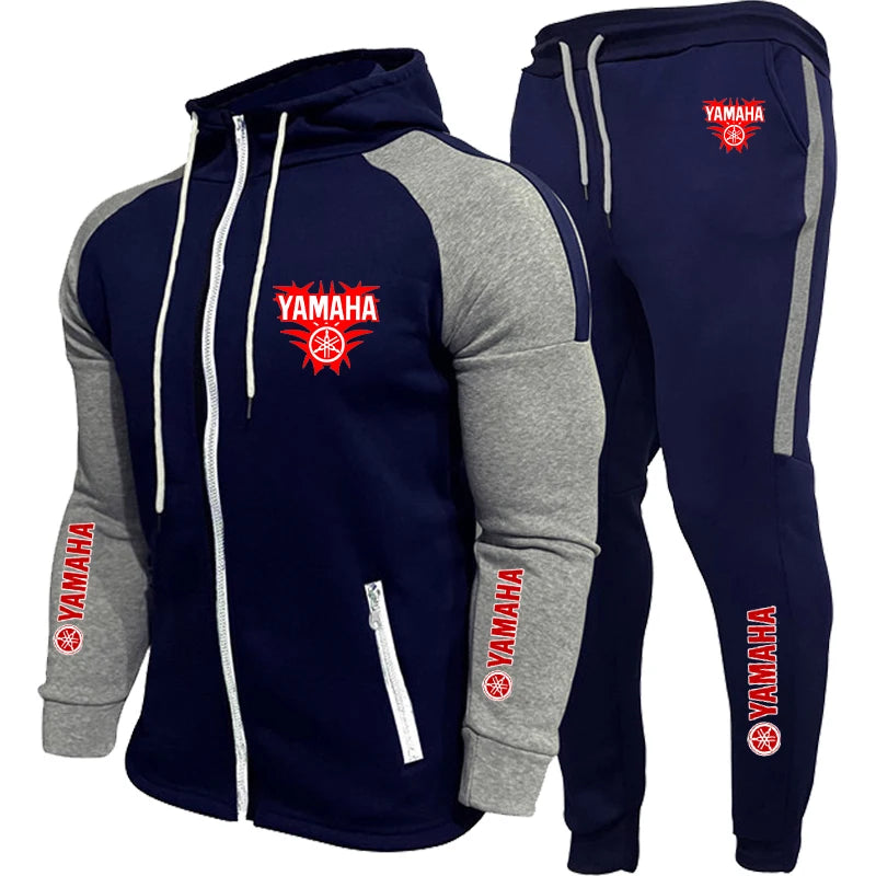 YAMAHA  Men's Racing Suit Outdoor Quick-Drying Comfortable Oversized Hooded Jacket Fitness Sweatpants Two-Piece Training Set