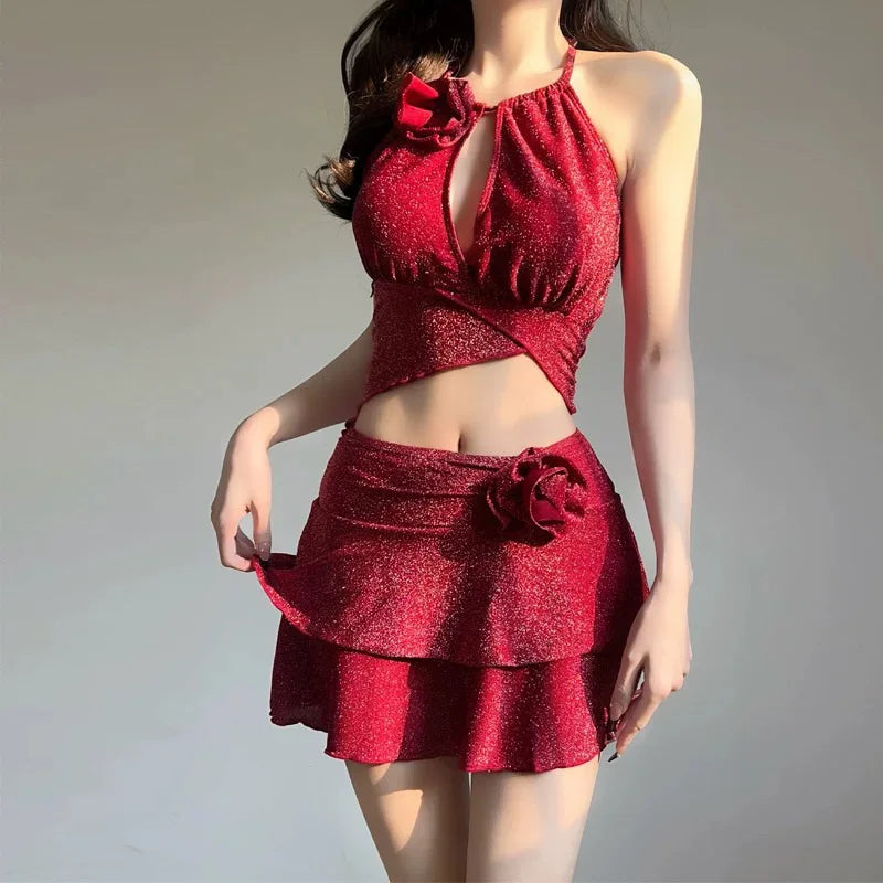 New Arrival 2 Piece Bikini Set Women Korean Style Pure Desire Swimwear Sexy Beachwear Holiday Resort Spa Suit Photo Ready
