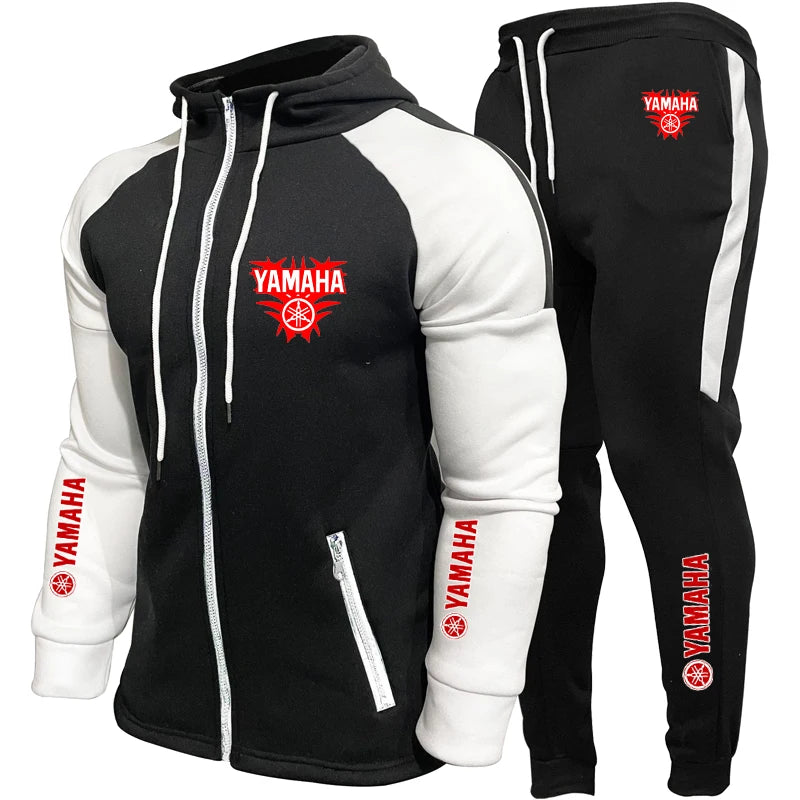 YAMAHA  Men's Racing Suit Outdoor Quick-Drying Comfortable Oversized Hooded Jacket Fitness Sweatpants Two-Piece Training Set