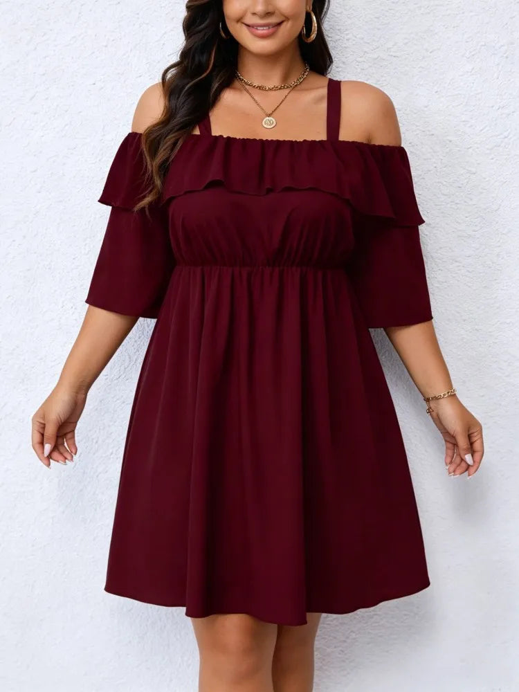 XL-5XL Plus Size Clothes Dresses Women Robes Summer Half Sleeve Street Style Casual 3XL 4XL Big Size Mini Dress Oversize