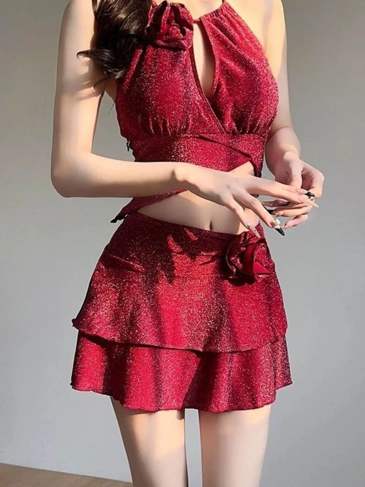 New Arrival 2 Piece Bikini Set Women Korean Style Pure Desire Swimwear Sexy Beachwear Holiday Resort Spa Suit Photo Ready