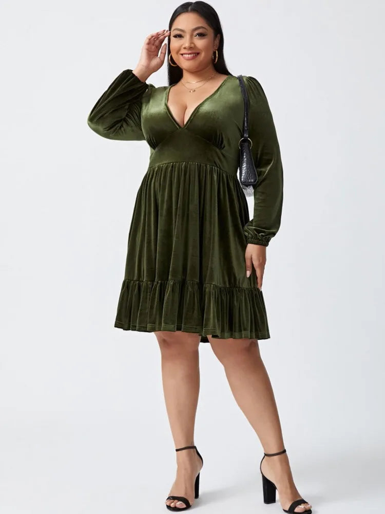 XL-3XL Plus Size Clothes Dresses Women Robes Summer Autumn Long Sleeve Street Style Casual 3XL 2XL Big Size Mini Dress Oversize