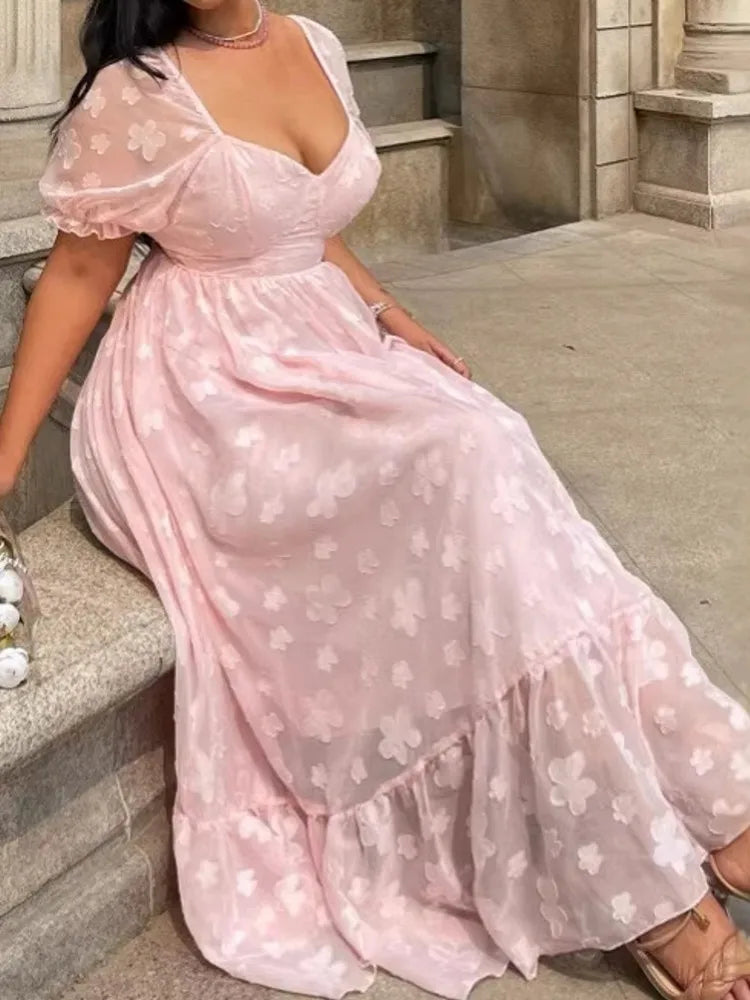 L-4XL Plus Size Clothes Dresses Women Robes Spring Summer Short Sleeve Street Style Casual 3XL 4XL Big Size Maxi Dress Oversized