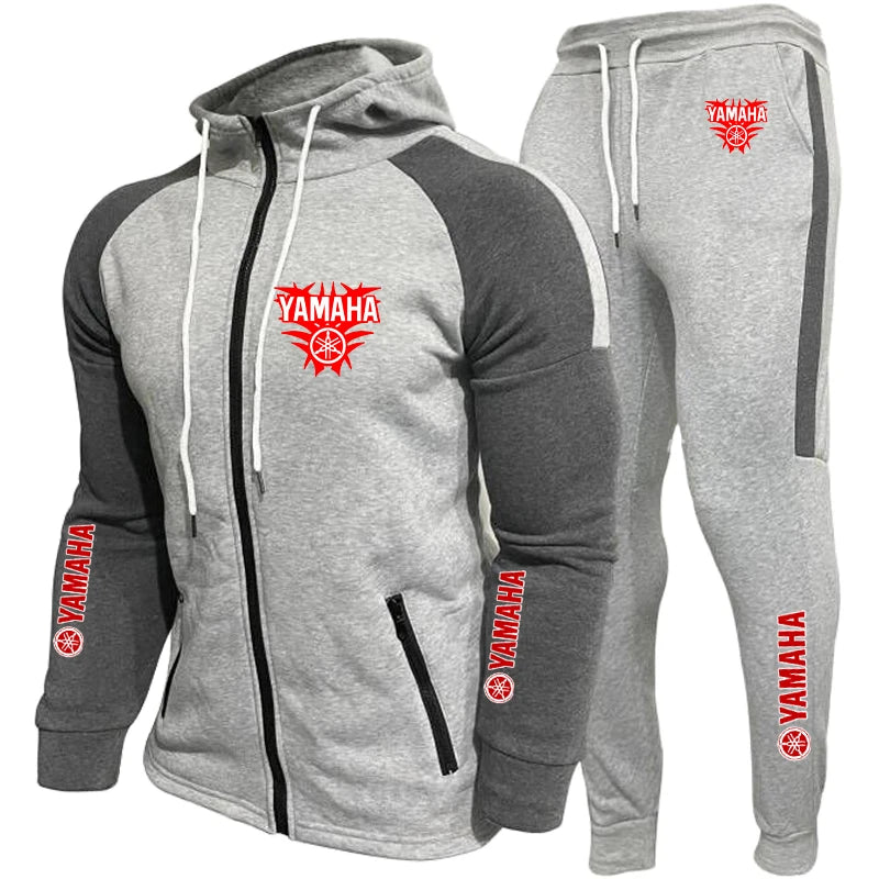 YAMAHA  Men's Racing Suit Outdoor Quick-Drying Comfortable Oversized Hooded Jacket Fitness Sweatpants Two-Piece Training Set