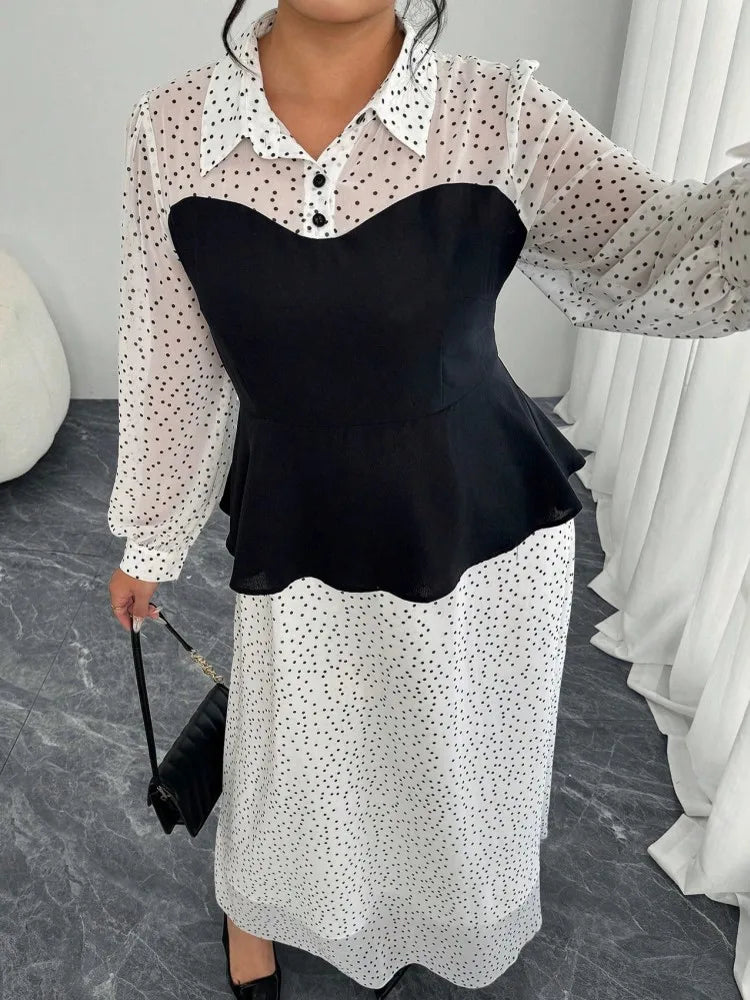 L-4XL Plus Size Clothes Dresses Women Robes Autumn Long Sleeve Street Style Casual 3XL 4XL Big Size Long Maxi Dress Oversized