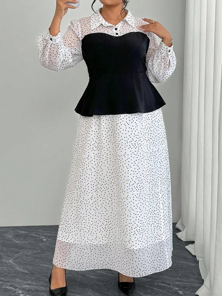 L-4XL Plus Size Clothes Dresses Women Robes Autumn Long Sleeve Street Style Casual 3XL 4XL Big Size Long Maxi Dress Oversized
