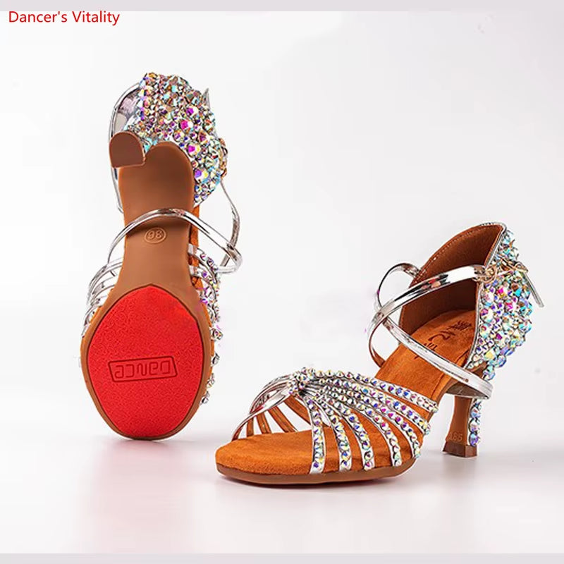 Latin Dance Shoes Children'S Pearl Latin Dance Shoes Latin Shoes / Dance Shoes / Diamond Inlaid Shoes Adult Diamond Inlaid Shoes