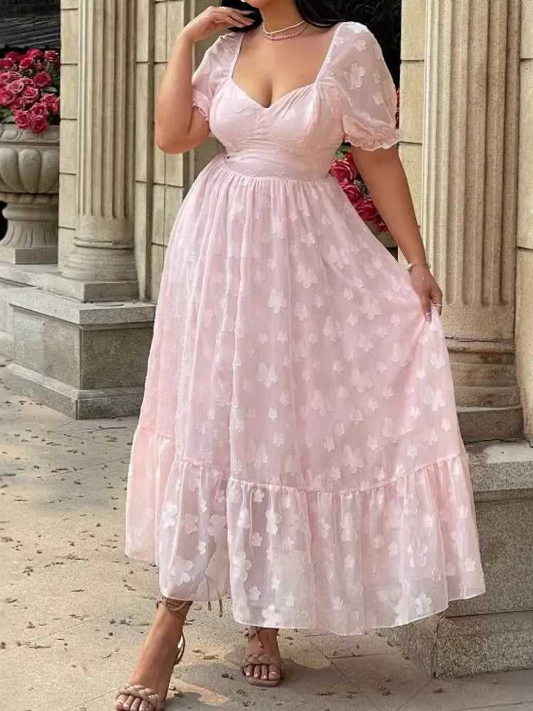 L-4XL Plus Size Clothes Dresses Women Robes Spring Summer Short Sleeve Street Style Casual 3XL 4XL Big Size Maxi Dress Oversized