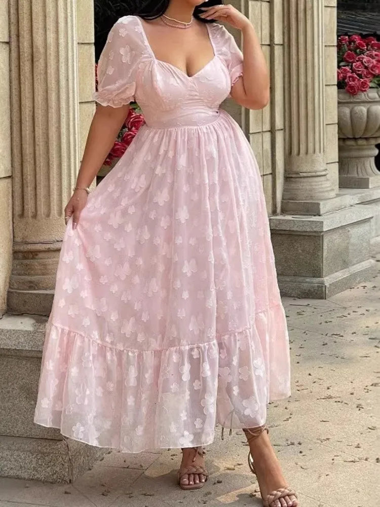 L-4XL Plus Size Clothes Dresses Women Robes Spring Summer Short Sleeve Street Style Casual 3XL 4XL Big Size Maxi Dress Oversized