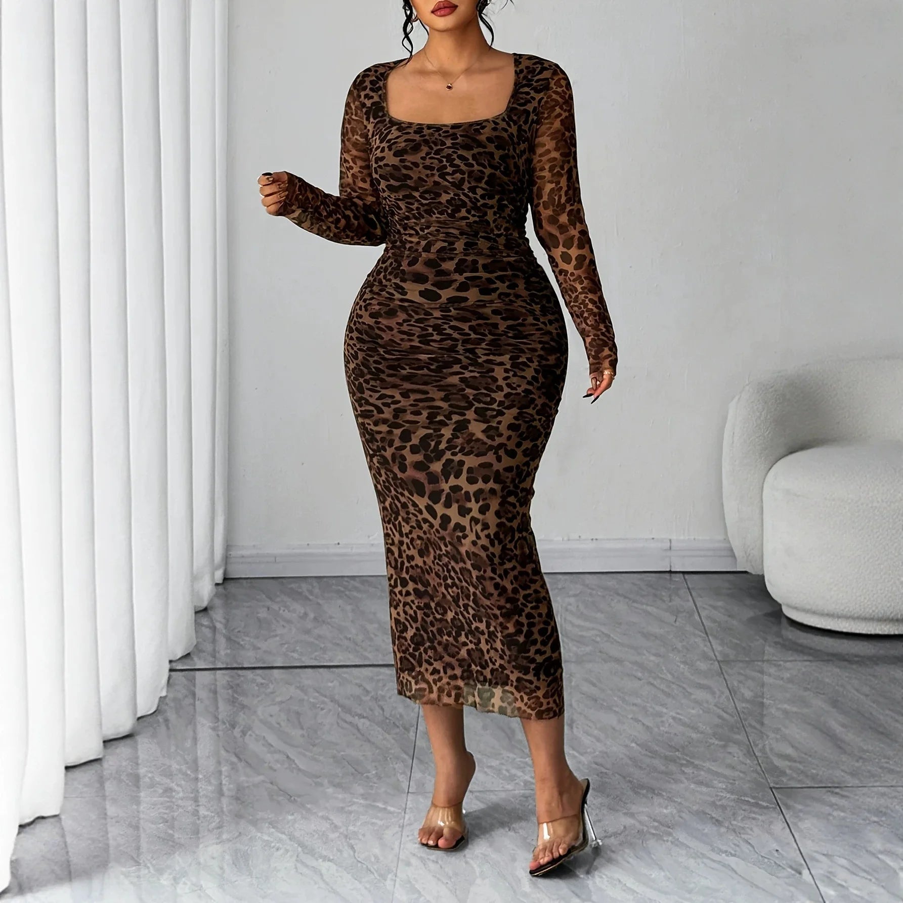 XL-4XL Plus Size Clothes Dresses Women Autumn Winter Robes Long Sleeve Street Style Casual 3XL Big Size Midi Dress Oversized