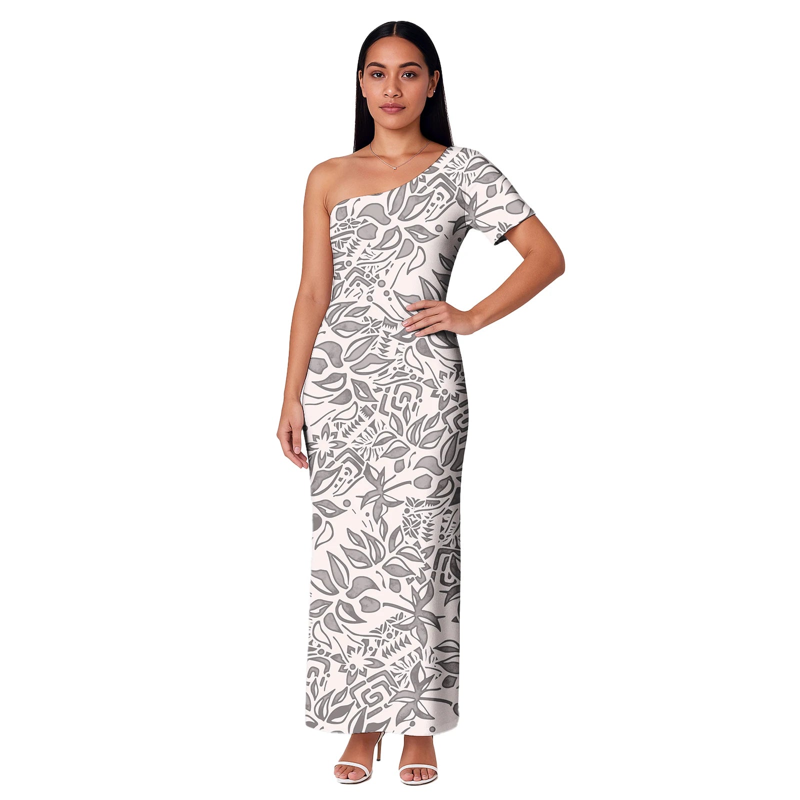 Island One shoulder Dress Clothes Dresses Samoan Puletasi Casual Polynesian Tribal Custom Big Size Summer Short Sleeve
