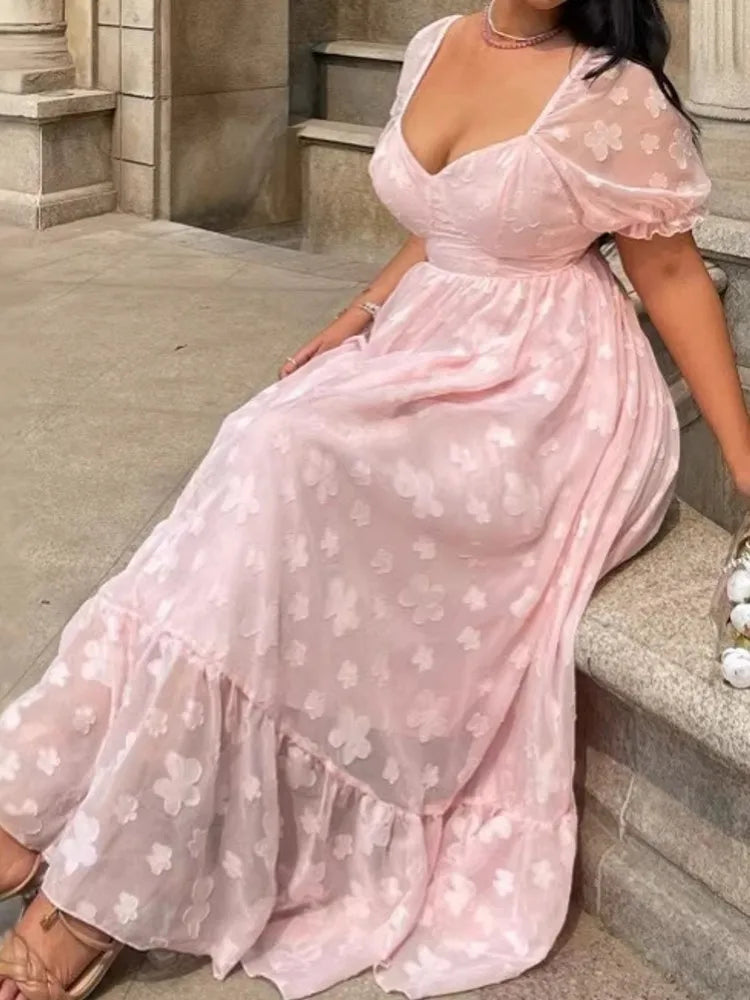 L-4XL Plus Size Clothes Dresses Women Robes Spring Summer Short Sleeve Street Style Casual 3XL 4XL Big Size Maxi Dress Oversized