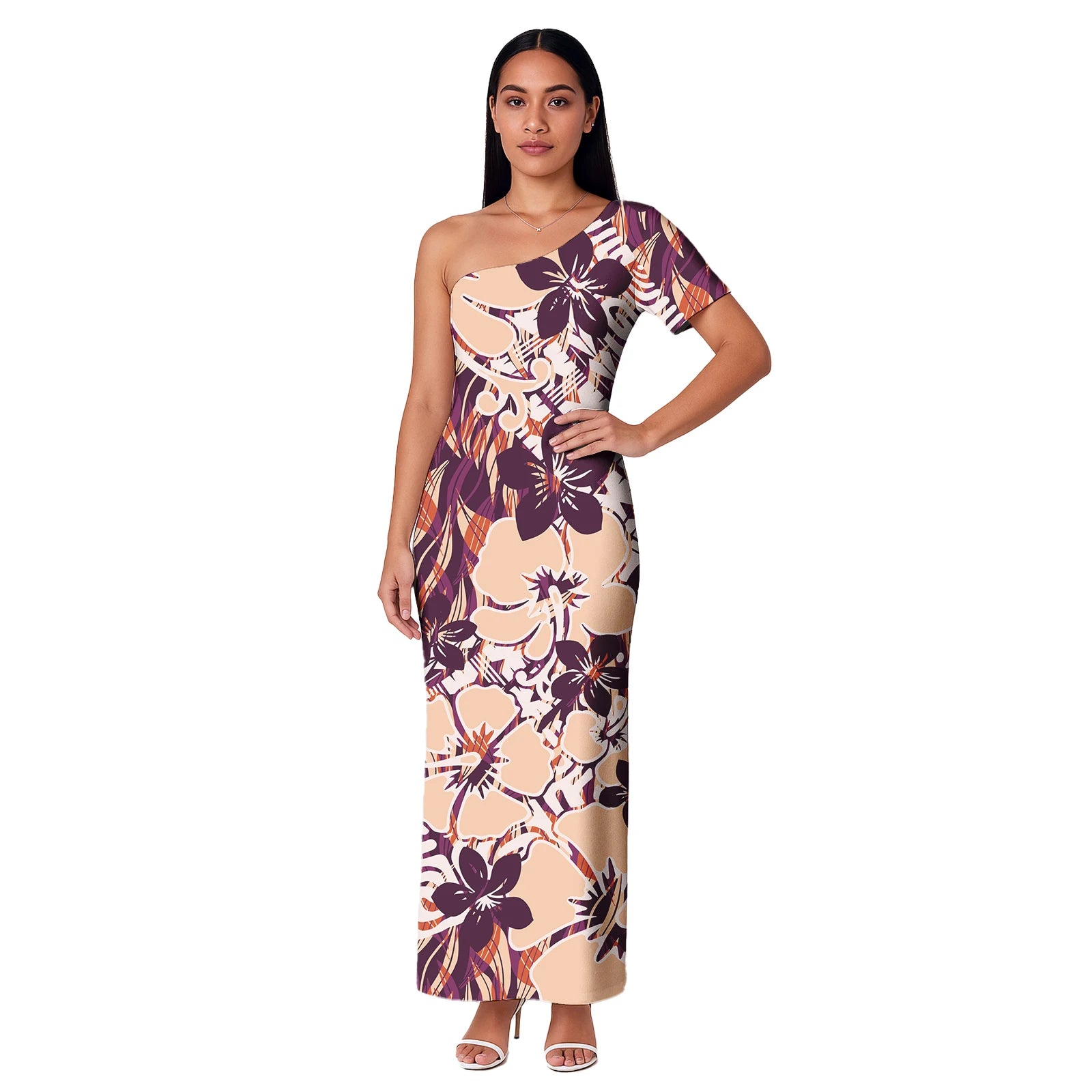 Island One shoulder Dress Clothes Dresses Samoan Puletasi Casual Polynesian Tribal Custom Big Size Summer Short Sleeve