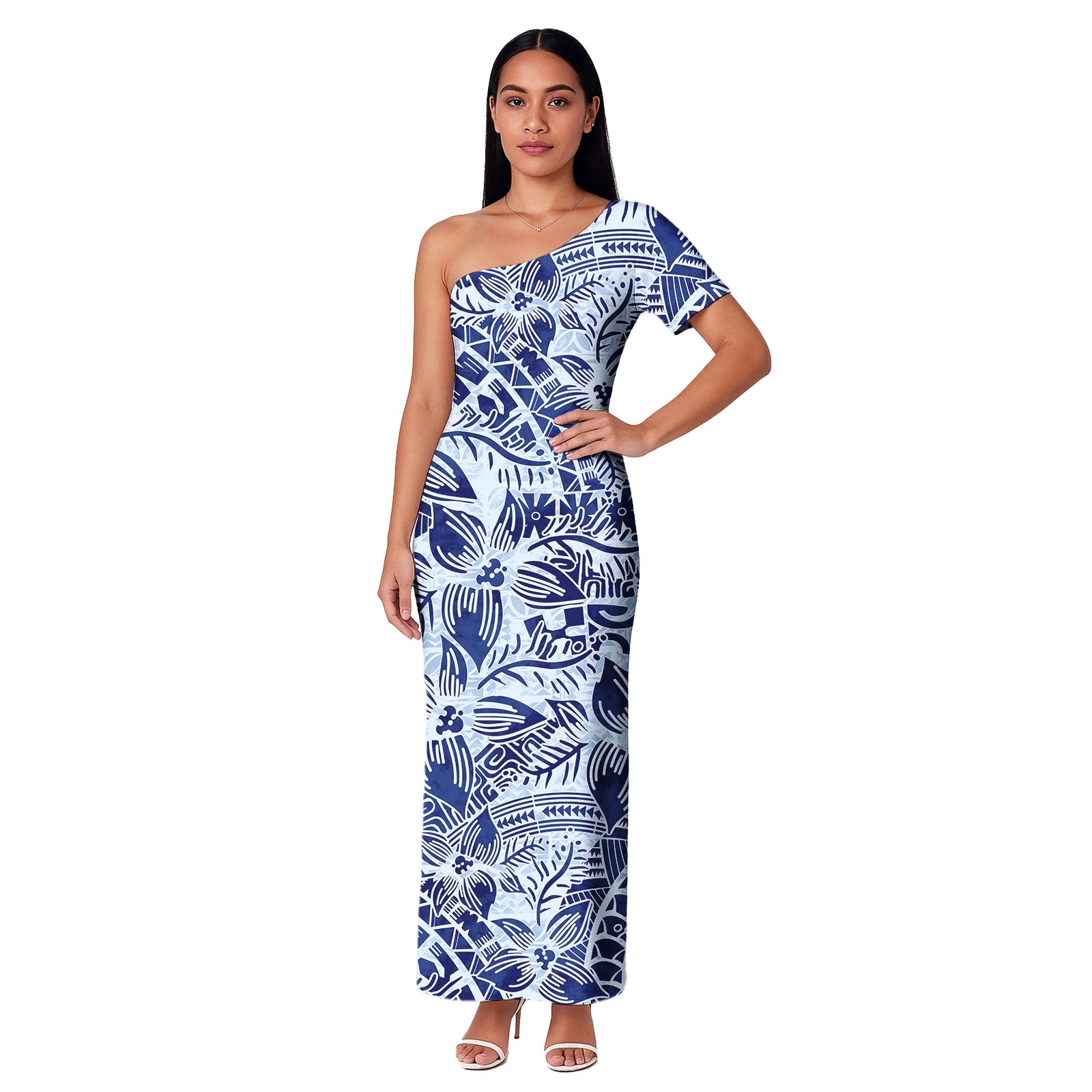Island One shoulder Dress Clothes Dresses Samoan Puletasi Casual Polynesian Tribal Custom Big Size Summer Short Sleeve