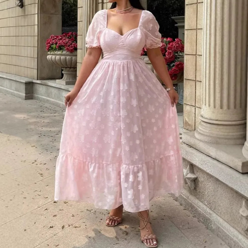 L-4XL Plus Size Clothes Dresses Women Robes Spring Summer Short Sleeve Street Style Casual 3XL 4XL Big Size Maxi Dress Oversized